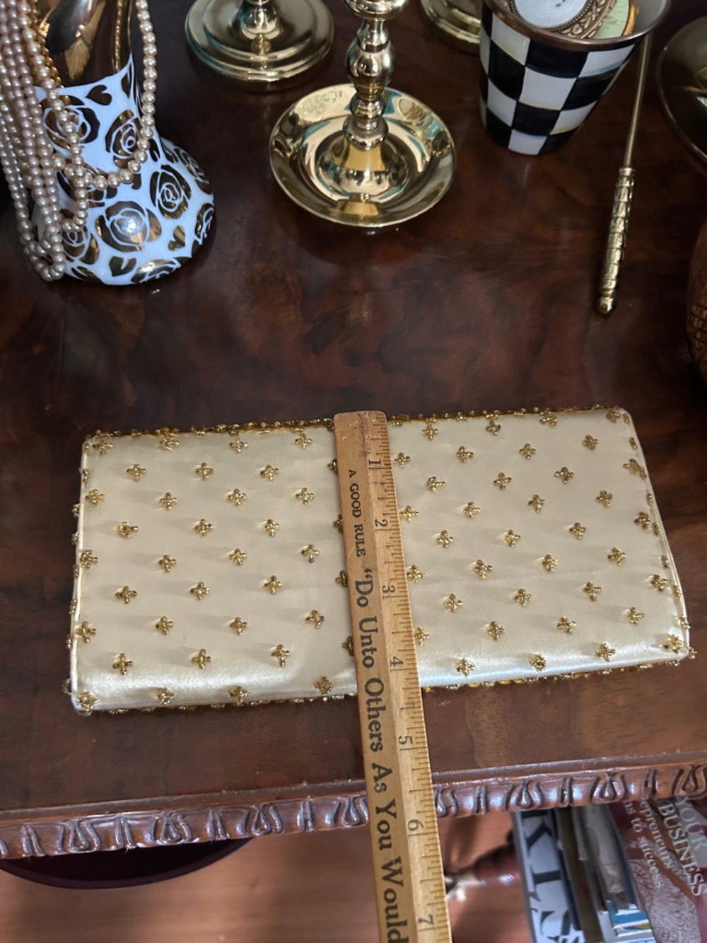 Vintage Gold Sequin & Beaded Embellished Evening Clutch - Picture 5 of 8